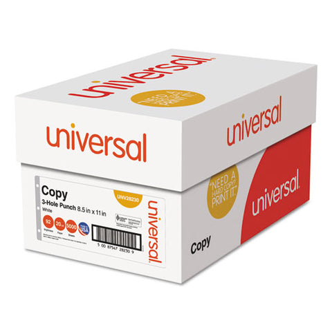 Copy Paper, 92 Bright, 3-hole, 20 Lb, 8.5 X 11, White, 500 Sheets-ream, 10 Reams-carton