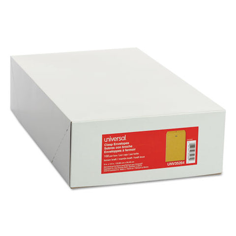 Kraft Clasp Envelope, #90, Square Flap, Clasp-gummed Closure, 9 X 12, Brown Kraft, 100-box