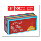 Self-stick Note Pads, 3 X 3, Assorted Bright Colors, 100-sheet, 12-pk