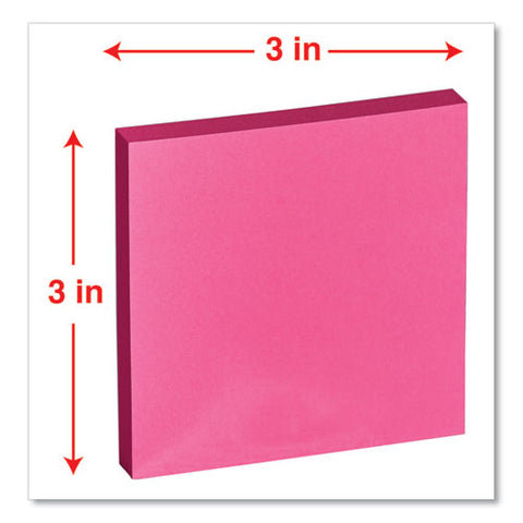 Fan-folded Self-stick Pop-up Note Pads, 3 X 3, Assorted Bright, 100-sheet, 12-pk