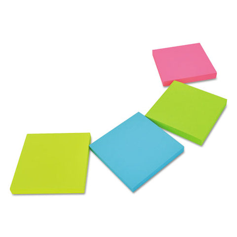 Self-stick Note Pads, 3 X 3, Assorted Neon Colors, 100-sheet, 12-pack