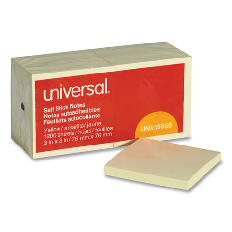 Self-stick Note Pads, 3 X 3, Yellow, 100-sheet, 12-pack
