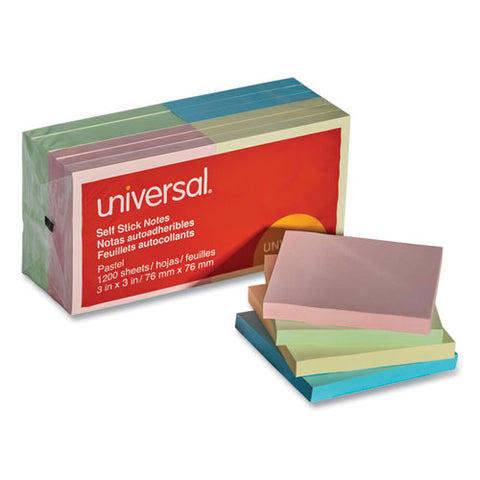 Self-stick Note Pads, 3 X 3, Assorted Pastel Colors, 100-sheet, 12-pack