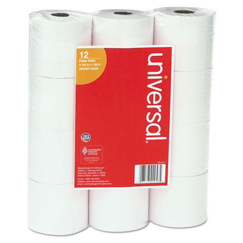 Impact And Inkjet Print Bond Paper Rolls, 0.5" Core, 2.25" X 130 Ft, White, 12-pack