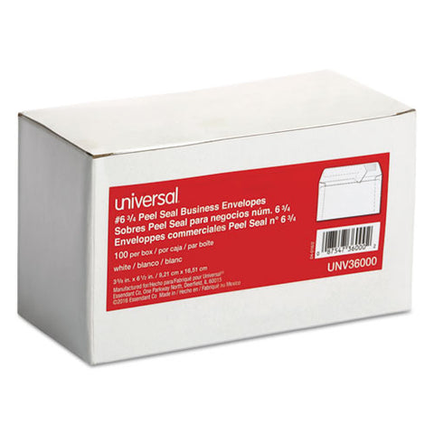 Peel Seal Strip Business Envelope, #6 3-4, Square Flap, Self-adhesive Closure, 3.63 X 6.5, White, 100-box