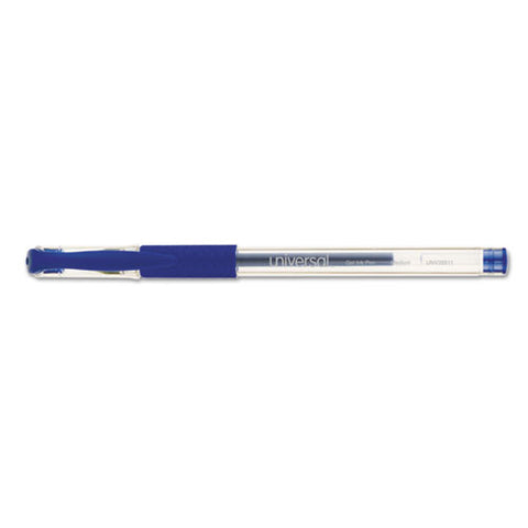 Comfort Grip Stick Gel Pen, Medium 0.7mm, Blue Ink, Clear Barrel, Dozen