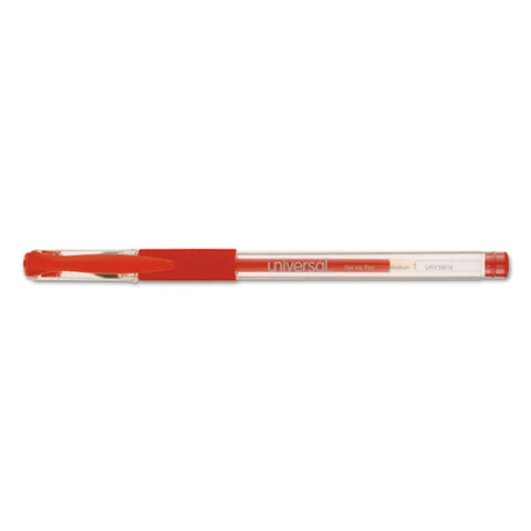 Comfort Grip Stick Gel Pen, Medium 0.7mm, Red Ink, Clear Barrel, Dozen