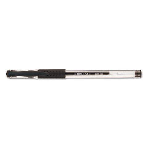 Comfort Grip Stick Gel Pen, Medium 0.7mm, Black Ink, Clear Barrel, 60-pack