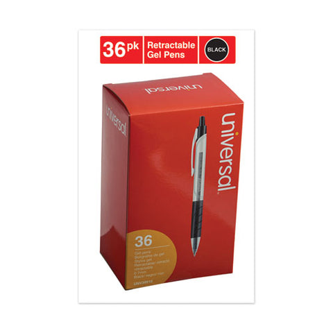 Comfort Grip Retractable Gel Pen, 0.7mm, Black Ink, Clear-black Barrel, 36-pack