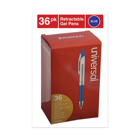Comfort Grip Retractable Gel Pen, 0.7mm, Blue Ink, Clear-blue Barrel, 36-pack