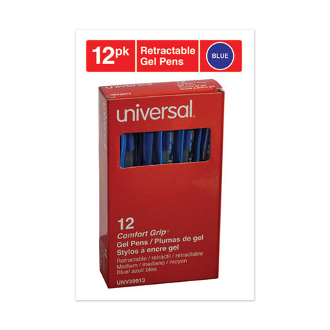 Comfort Grip Retractable Gel Pen, 0.7mm, Blue Ink, Translucent Blue Barrel, Dozen