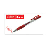 Comfort Grip Retractable Gel Pen, 0.7mm, Red Ink, Translucent Red Barrel, Dozen