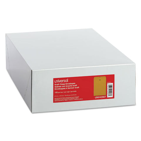 Kraft Clasp Envelope, #12 1-2, Square Flap, Clasp-gummed Closure, 9.5 X 12.5, Brown Kraft, 100-box