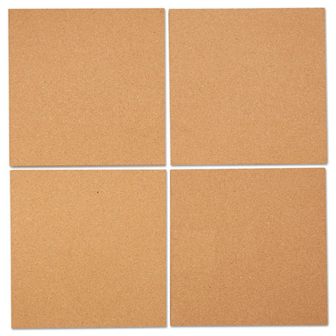 Cork Tile Panels, Brown, 12 X 12, 4-pack