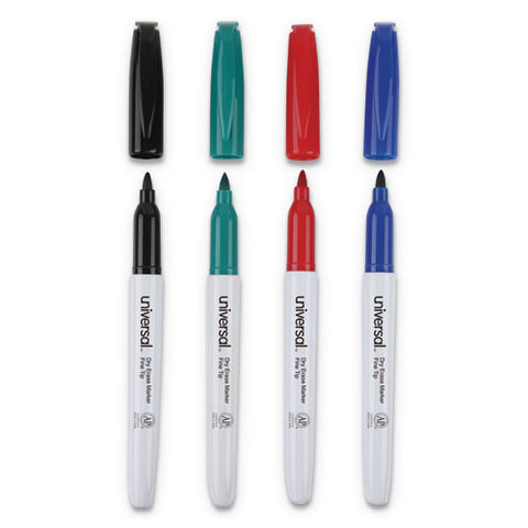 Pen Style Dry Erase Marker, Fine Bullet Tip, Assorted Colors, 4-set