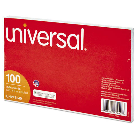 Unruled Index Cards, 5 X 8, White, 100-pack