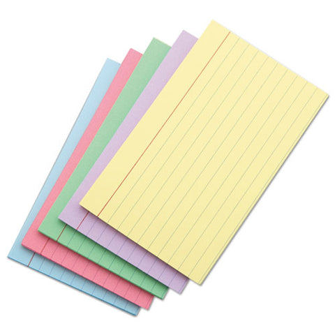 Index Cards, 5 X 8, Blue-salmon-green-cherry-canary, 100-pack