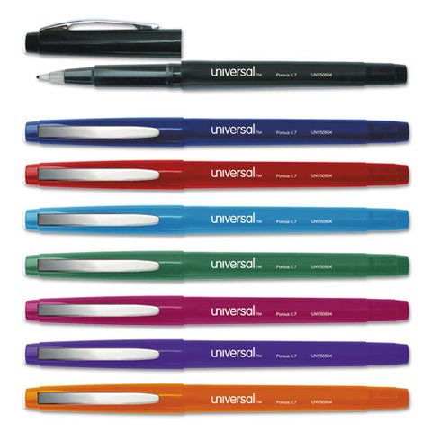 Stick Porous Point Pen, Medium 0.7mm, Assorted Ink-barrel, 8-pack