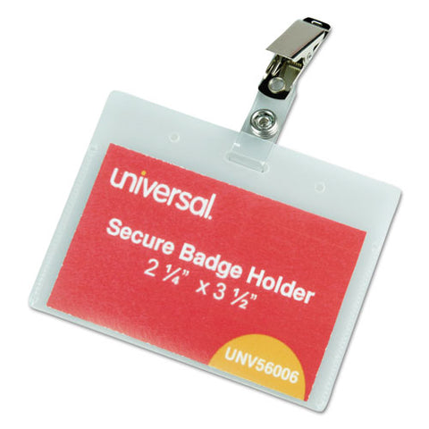 Deluxe Clear Badge Holder W-garment-safe Clips, 2.25 X 3.5, White Insert, 50-box