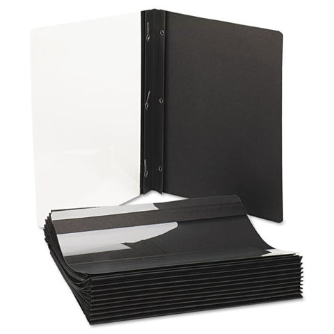 Paper Report Cover, Tang Clip, Letter, 1-2" Capacity, Clear-black, 25-box