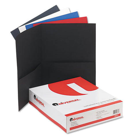 Two-pocket Portfolio, Embossed Leather Grain Paper, Assorted Colors, 25-box