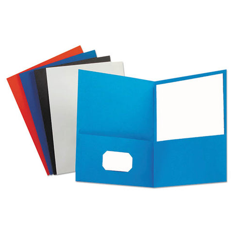 Two-pocket Portfolio, Embossed Leather Grain Paper, Assorted Colors, 25-box