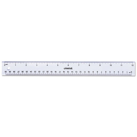 Clear Plastic Ruler, Standard-metric, 12"