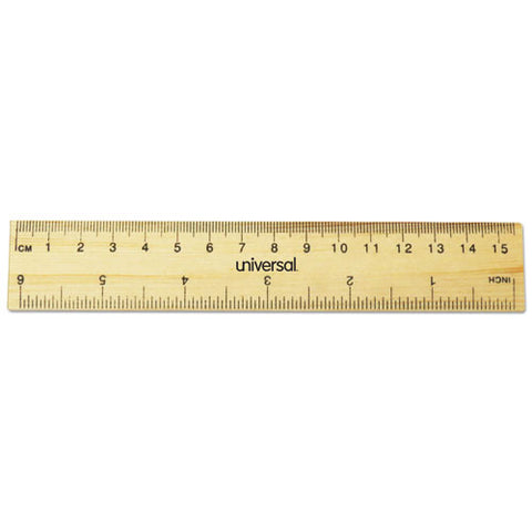 Flat Wood Ruler, Standard-metric, 6"