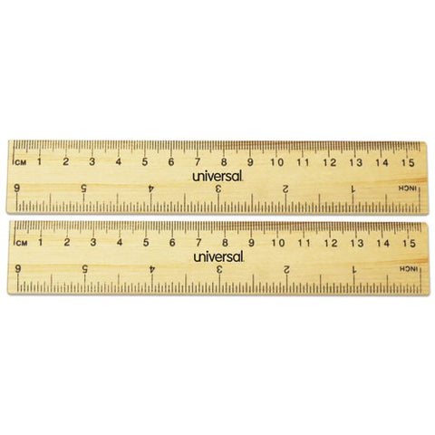 Flat Wood Ruler, Standard-metric, 6"
