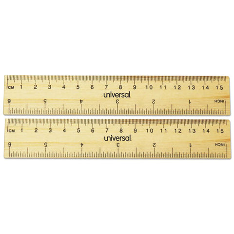 Flat Wood Ruler, Standard-metric, 6"