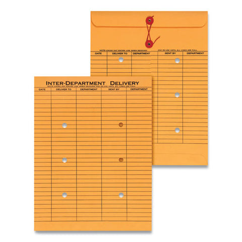 String And Button Interoffice Envelope, #97, Two-sided Five-column Format, 10 X 13, Light Brown Kraft, 100-box