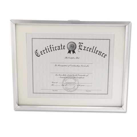 Plastic Document Frame With Mat, 11 X 14 And 8 1-2 X 11 Inserts, Metallic Silver