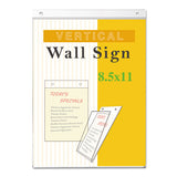 Wall Mount Sign Holder, 8 1-2" X 11", Vertical, Clear