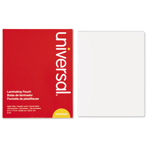 Laminating Pouches, 3 Mil, 9" X 11.5", Matte Clear, 100-box