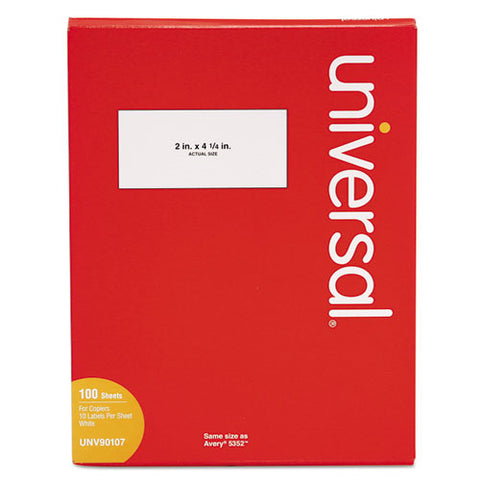 Copier Mailing Labels, Copiers, 2 X 4.25, White, 10-sheet, 100 Sheets-box