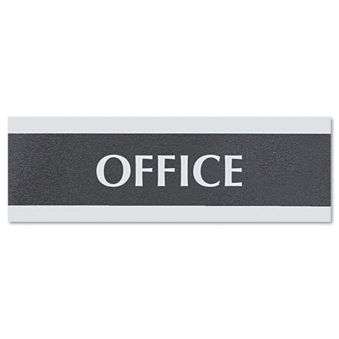 Century Series Office Sign, Office, 9 X 3, Black-silver