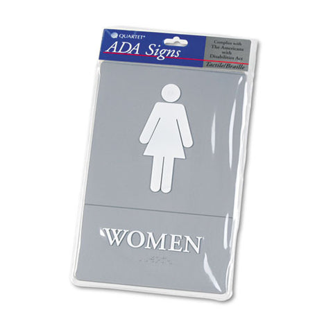 Ada Sign, Women Restroom Symbol W-tactile Graphic, Molded Plastic, 6 X 9, Gray