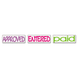 Stack Stamp, Approved, Entered, Paid, 1 13-16 X 5-8, Assorted Fluorescent Ink