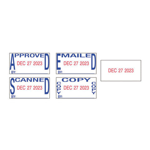 Economy 5-in-1 Date Stamp, Self-inking, 1 X 1 5-8, Blue-red