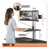 High Rise Electric Dual Monitor Standing Desk Workstation, 28" X 23" X 20.25", Black-aluminum