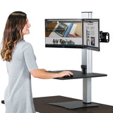 High Rise Electric Dual Monitor Standing Desk Workstation, 28" X 23" X 20.25", Black-aluminum