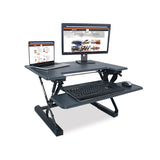 High Rise Height Adjustable Standing Desk With Keyboard Tray, 31" X 31.25" X 5.25" To 20", Gray-black