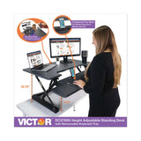 High Rise Height Adjustable Standing Desk With Keyboard Tray, 36" X 31.25" X 5.25" To 20", Gray-black