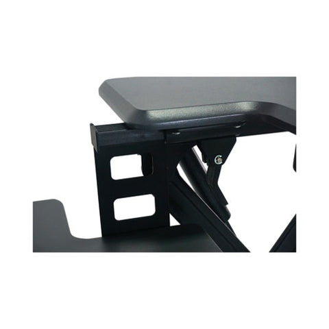 High Rise Height Adjustable Standing Desk With Keyboard Tray, 36" X 31.25" X 5.25" To 20", Gray-black