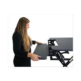 High Rise Height Adjustable Standing Desk With Keyboard Tray, 36" X 31.25" X 5.25" To 20", Gray-black