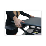 High Rise Height Adjustable Standing Desk With Keyboard Tray, 36" X 31.25" X 5.25" To 20", Gray-black