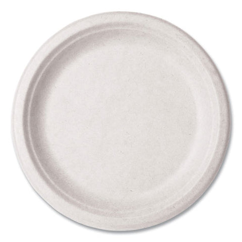 Molded Fiber Tableware, Plate, 9" Diameter, White, 500/carton