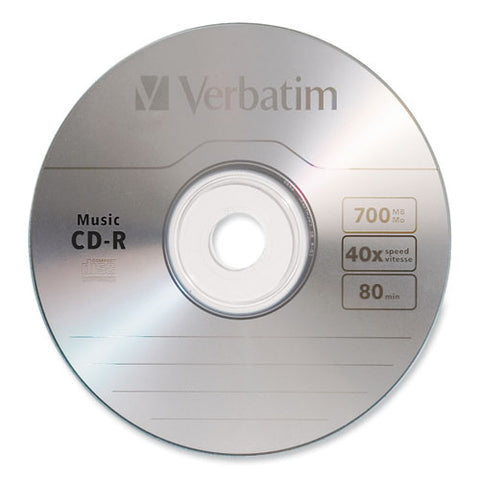 Cd-r Music Recordable Disc, 700mb, 40x, 25-pk