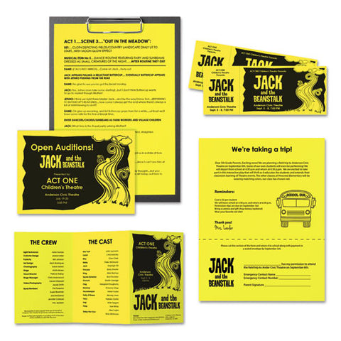 Color Paper, 24 Lb, 8.5 X 11, Lift-off Lemon, 500-ream