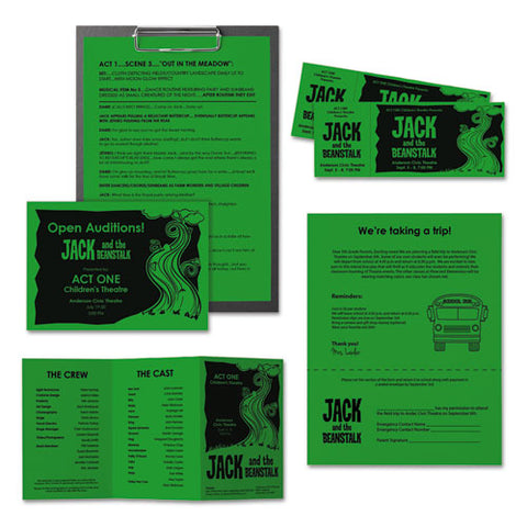 Color Paper, 24 Lb, 8.5 X 11, Gamma Green, 500 Sheets-ream